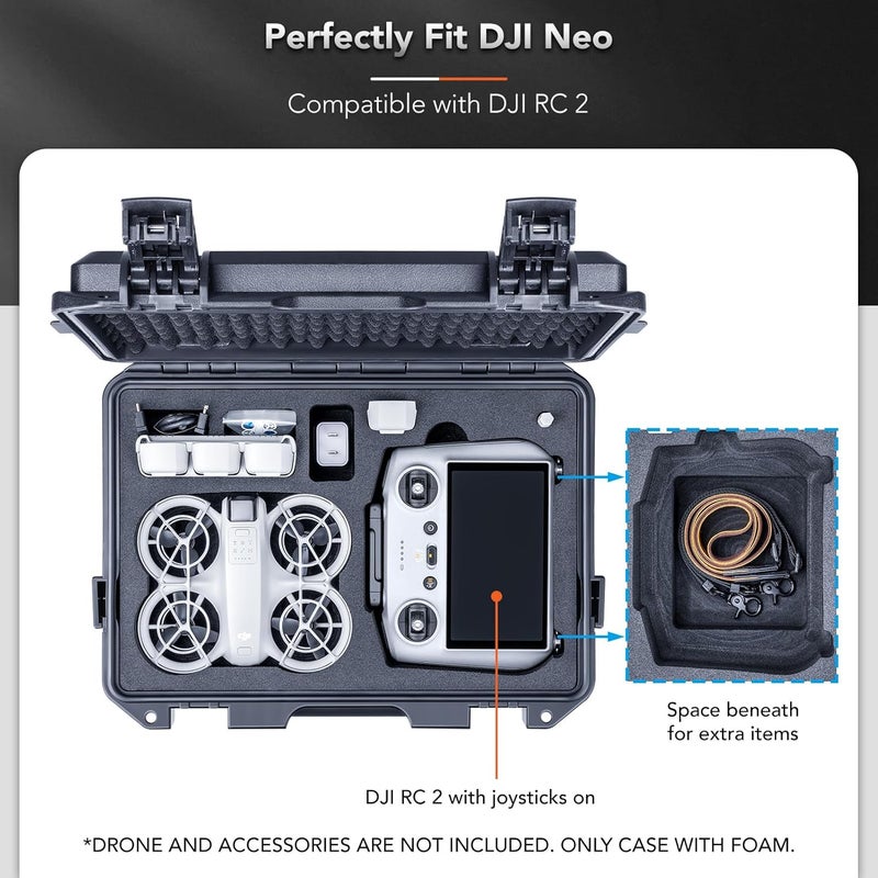 Lykus Titan N110 Waterproof Hard Case for DJI Neo Combo, RC-N3/DJI RC 2, Support Up to 7 batteries [CASE ONLY] - Image 3